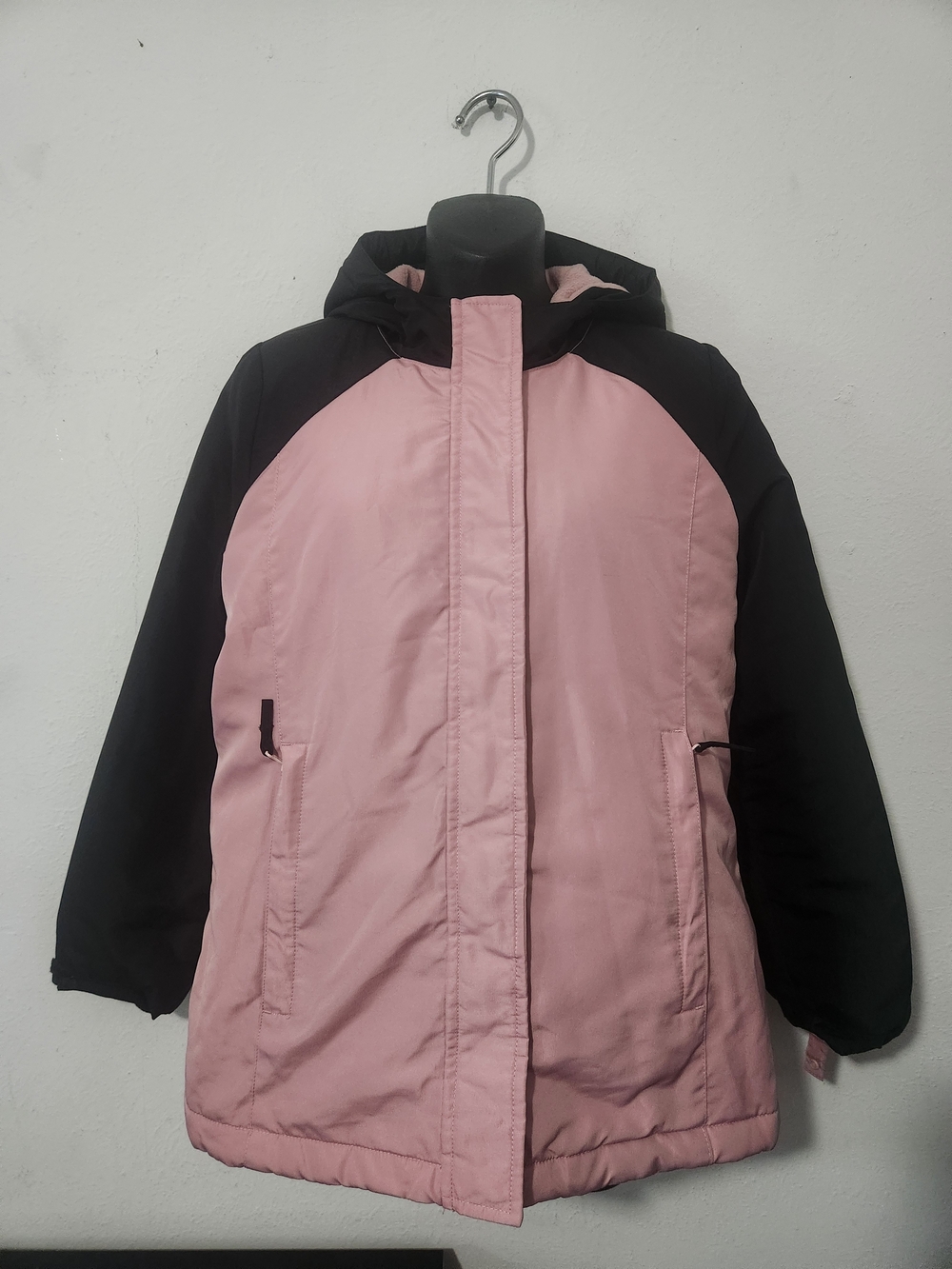 Place Pink and Black Hooded Puffer Jacket